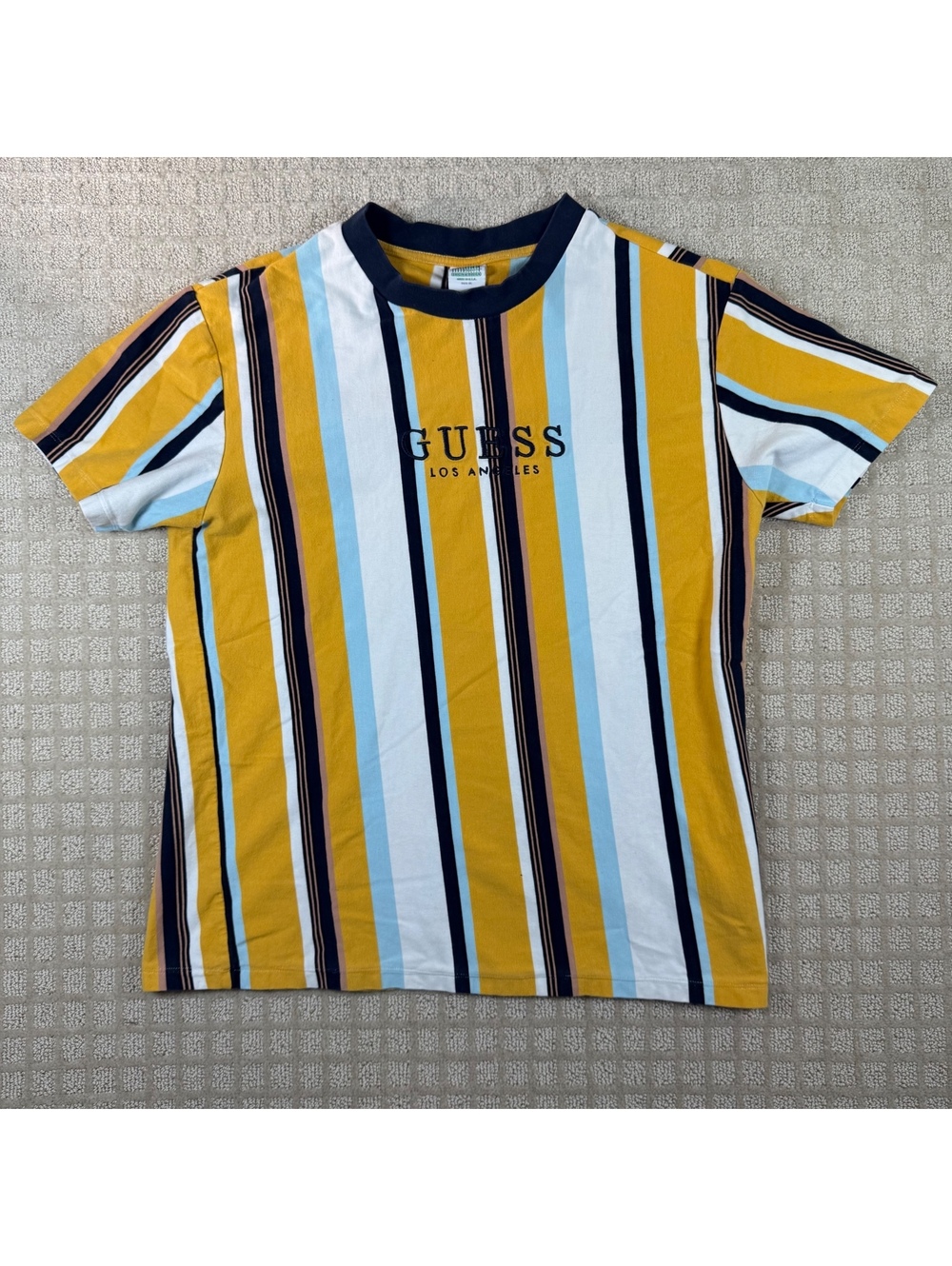 Guess Striped T-Shirt XL Made in USA Embroidered Logo